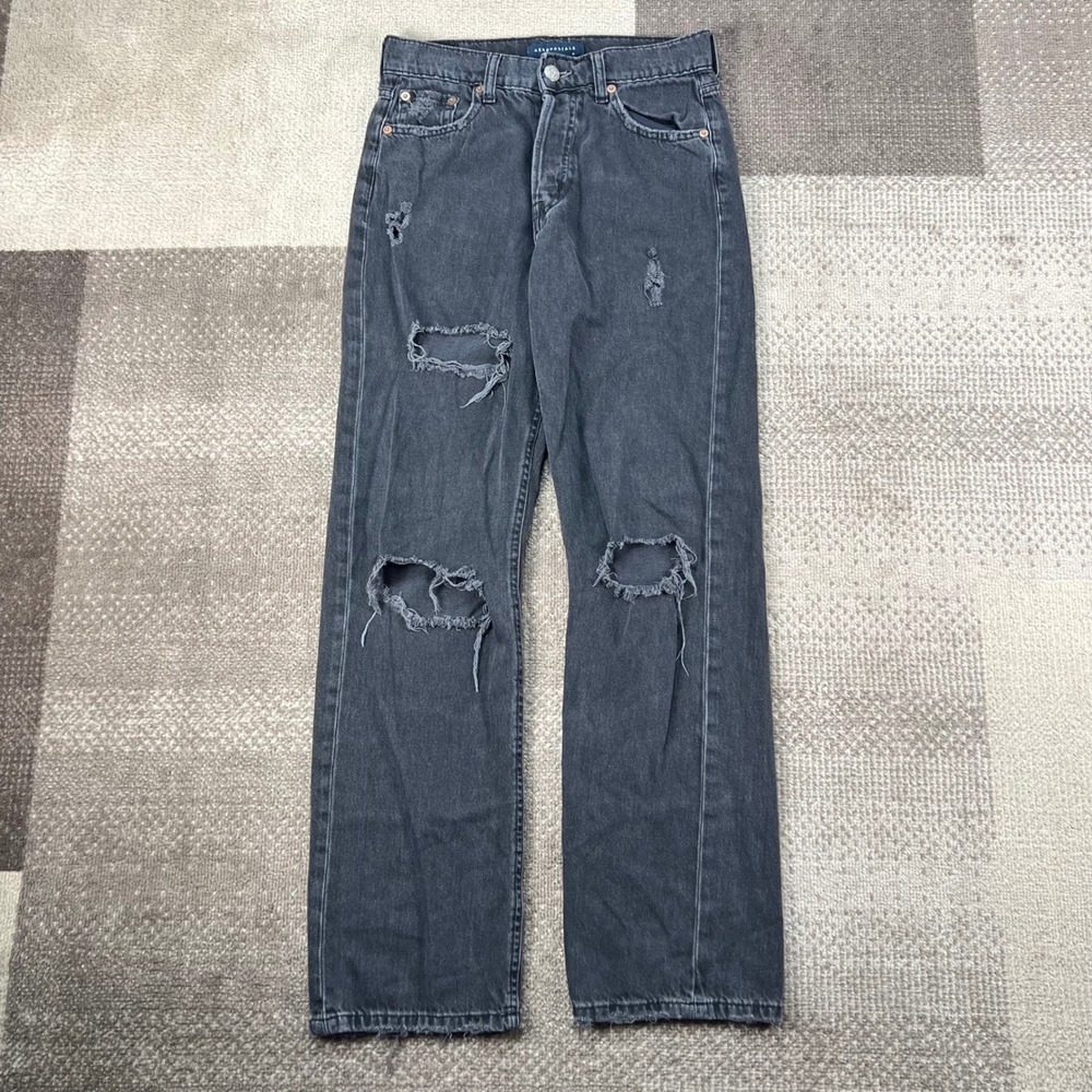 Aeropostale 90s Baggy Jeans Womens 2R Black Distressed High Rise Denim